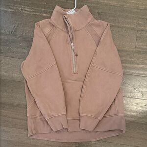 Women Lululemon scuba oversized funnel neck half zip long M/L taupetastic